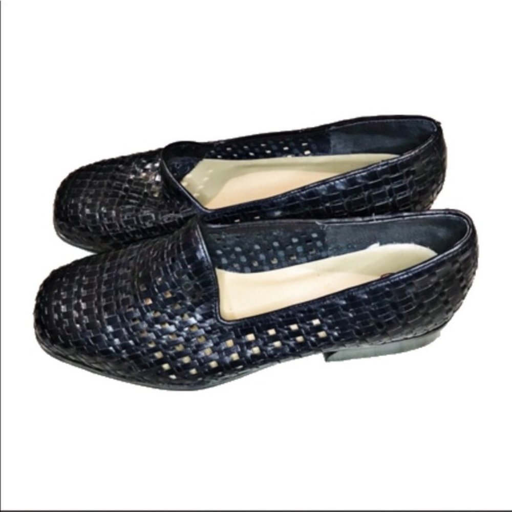 GLACEE 90s Vintage Woven Leather Black Shoe 7.5